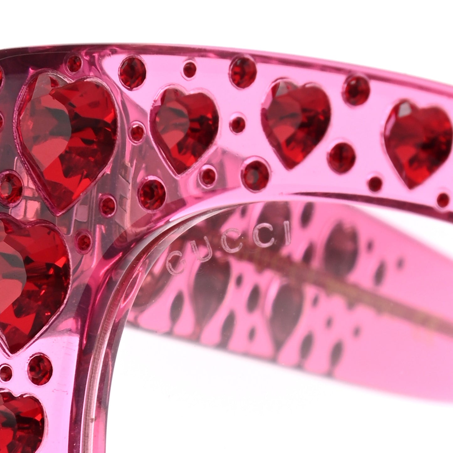 Acetate Crystal Heart GG0116S Sunglasses Fuchsia