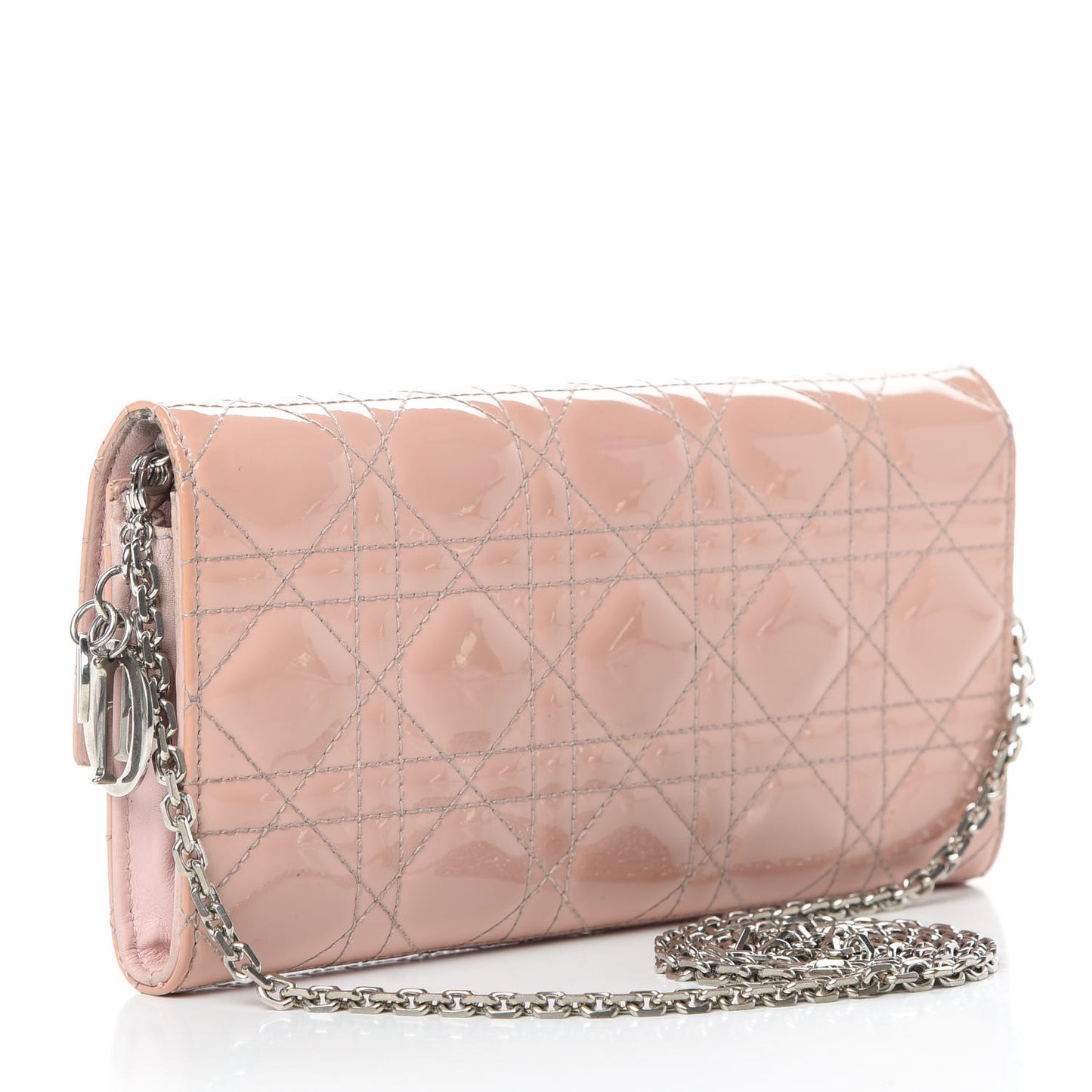 Patent Cannage Lady Dior Rendezvous Wallet On Chain Pink