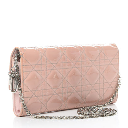 Christian Dior Patent Cannage Lady Dior Rendezvous Wallet On Chain Pink 3 of 20