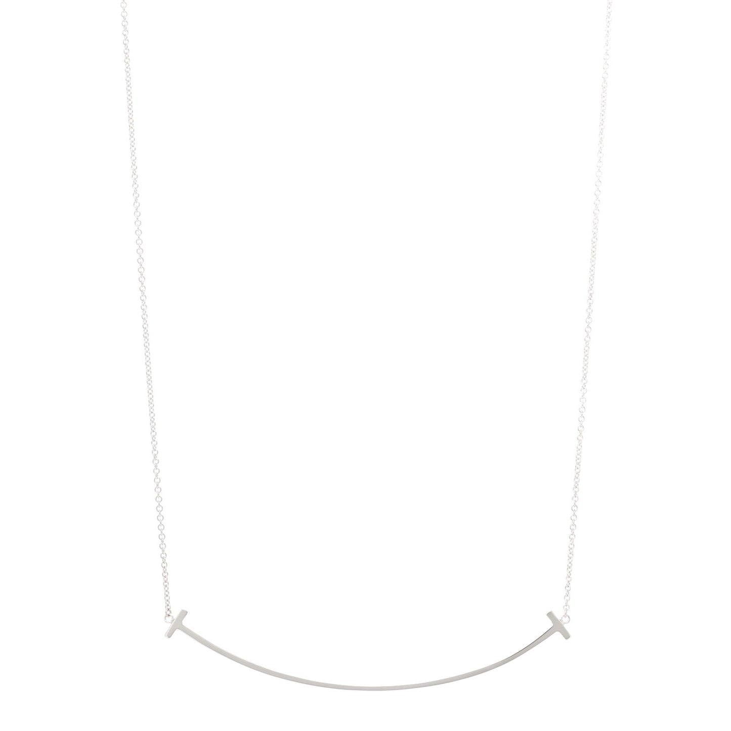 Sterling Silver Large T Smile Pendant Necklace