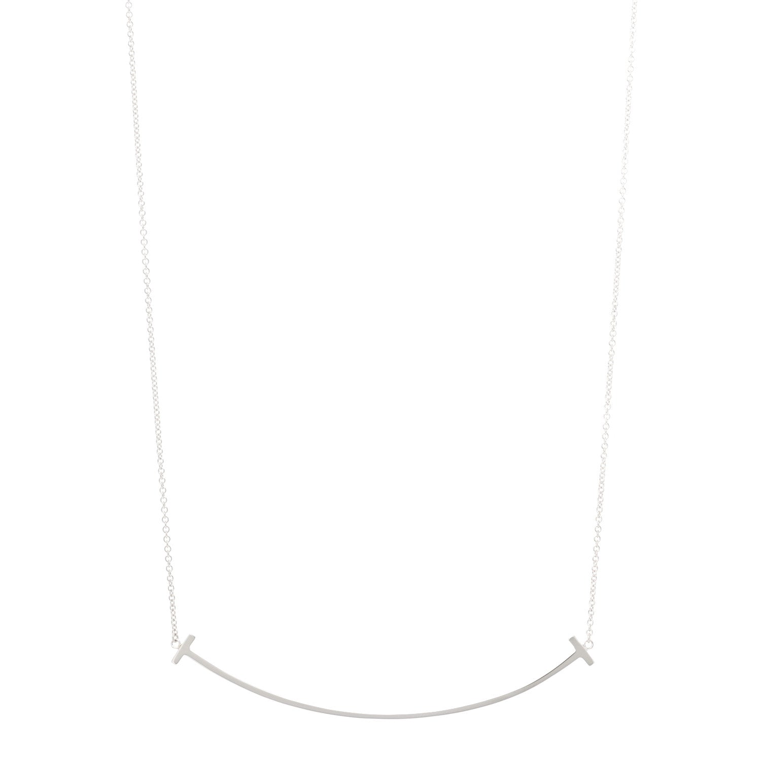 Tiffany Sterling Silver Large T Smile Pendant Necklace 1 of 6