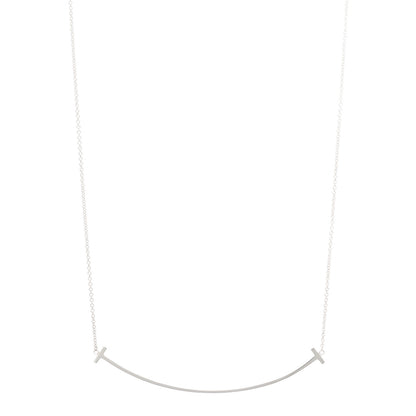 Tiffany Sterling Silver Large T Smile Pendant Necklace 1 of 6