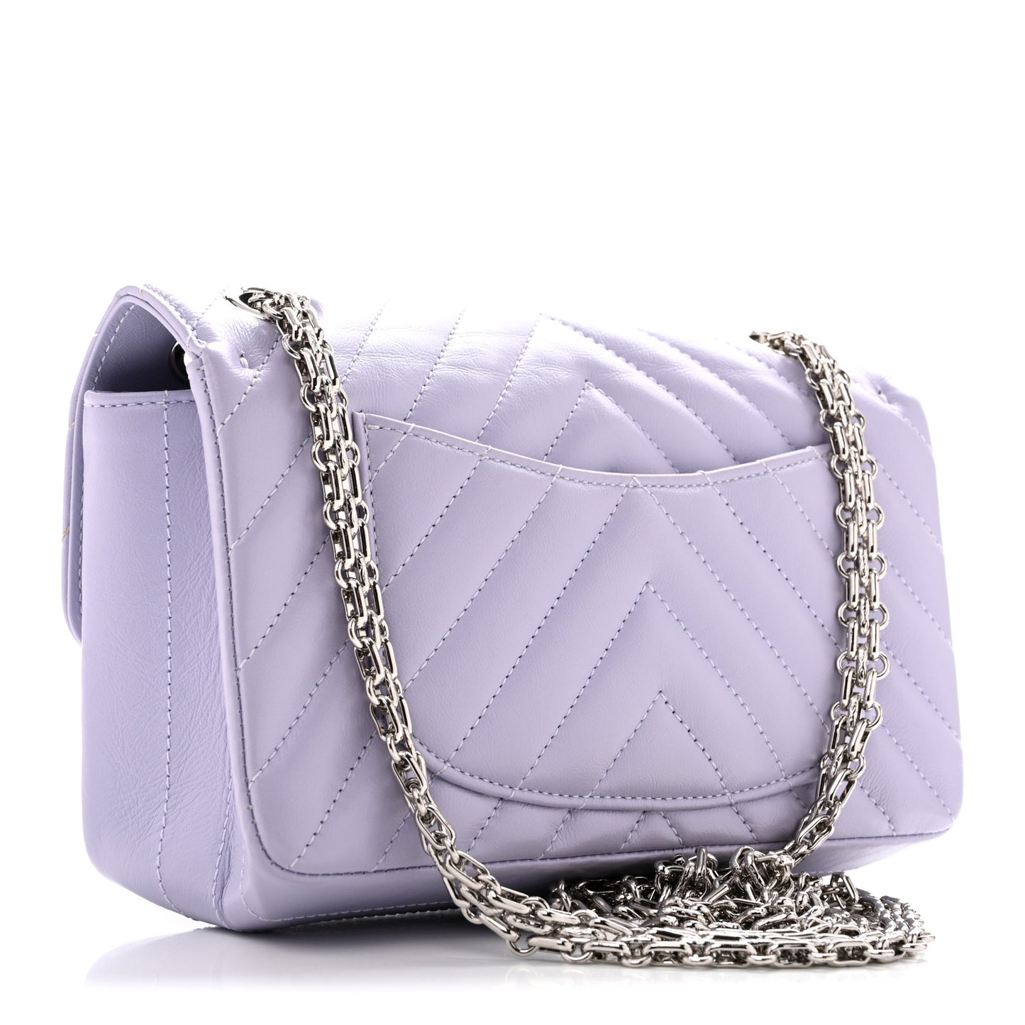 Aged Calfskin Chevron Quilted 2.55 Reissue Mini Flap Light Purple