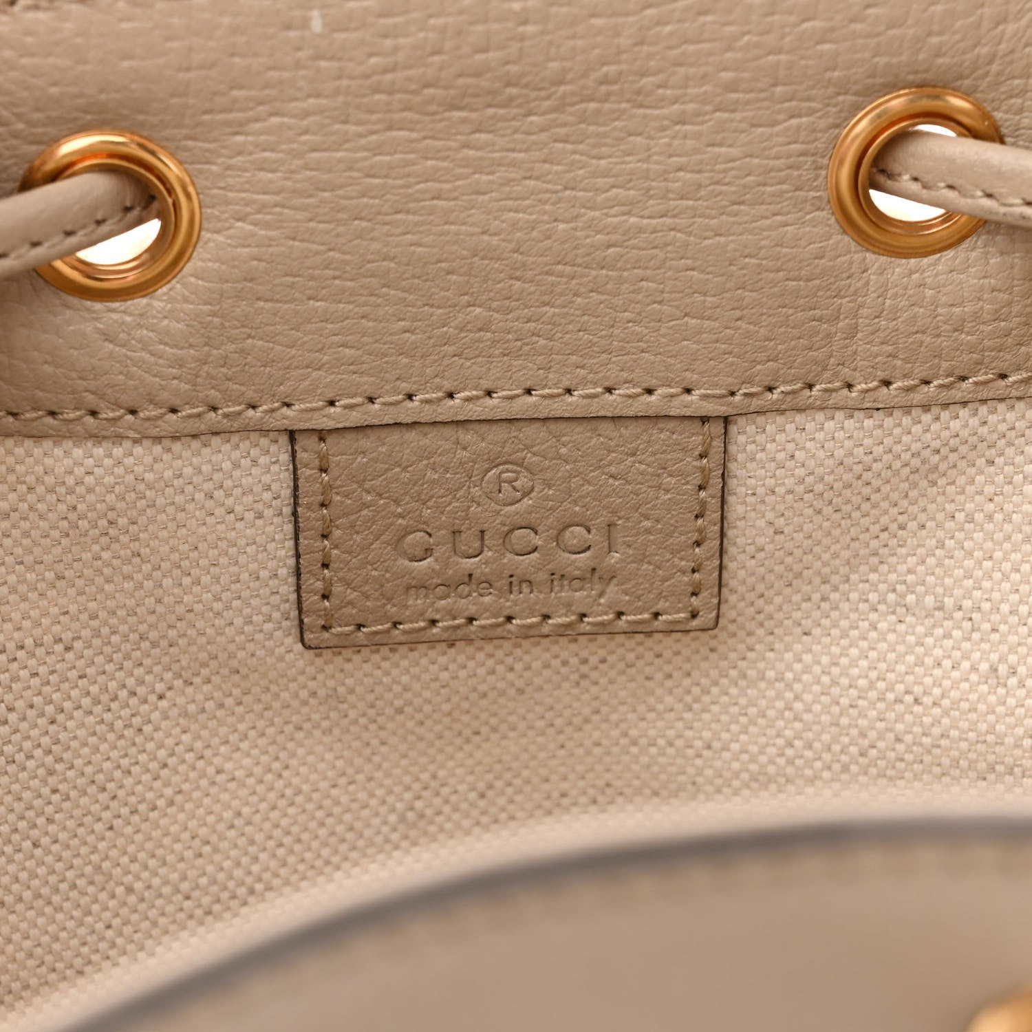 Gucci GG Supreme Monogram Textured Calfskin Web Mini Ophidia Bucket Bag Beige Mystic White Oatmeal 5 of 11