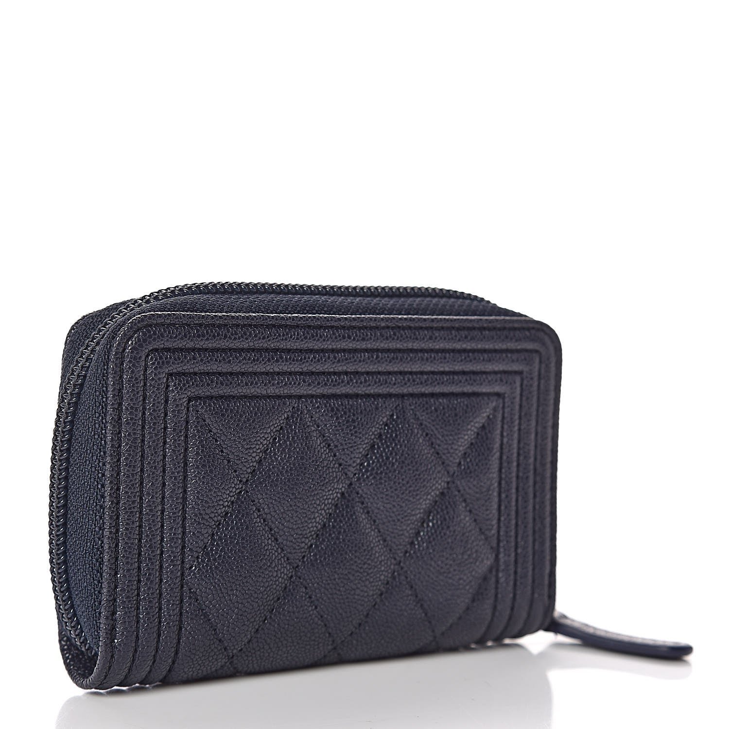 Chanel Caviar Quilted Boy Zip Around Coin Purse Wallet Navy 3 of 7