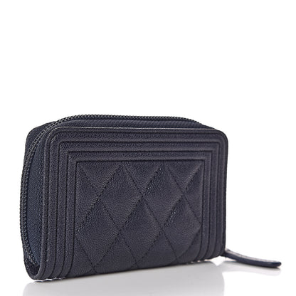 Chanel Caviar Quilted Boy Zip Around Coin Purse Wallet Navy 3 of 7