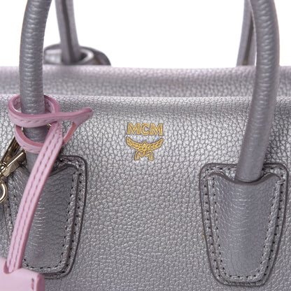 MCM Metallic Grained Calfskin Mini Milla Tote Spike Silver 8 of 13