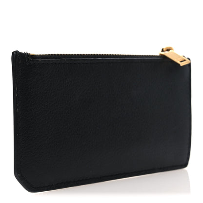 Saint Laurent Grained Calfskin Monogram 5 Fragments Zip Pouch Card Holder Black 3 of 8