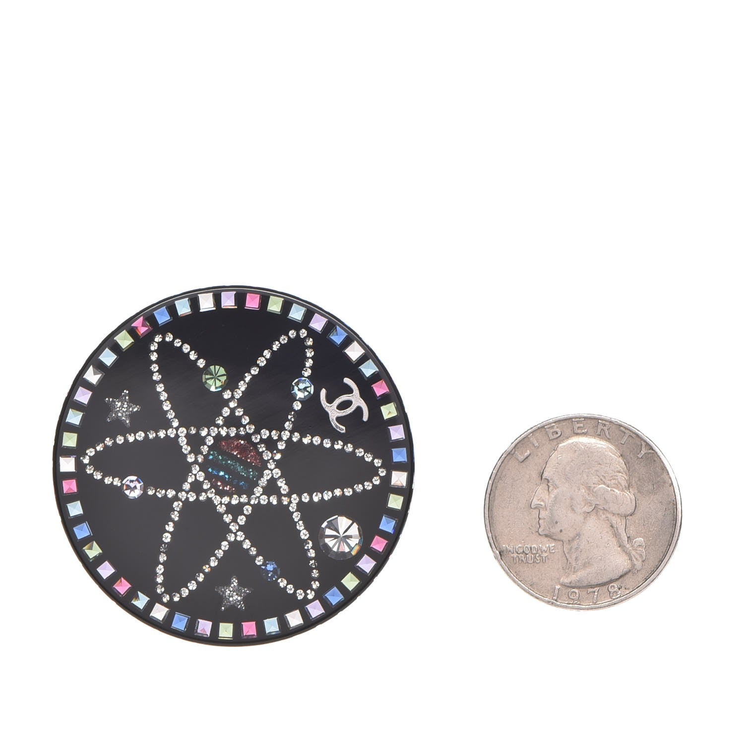 Chanel Glittered Resin Strass Brooch Black Pink 4 of 6