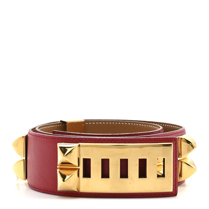 Hermes Epsom Collier De Chien CDC Belt 76 Rouge Casaque 2 of 6