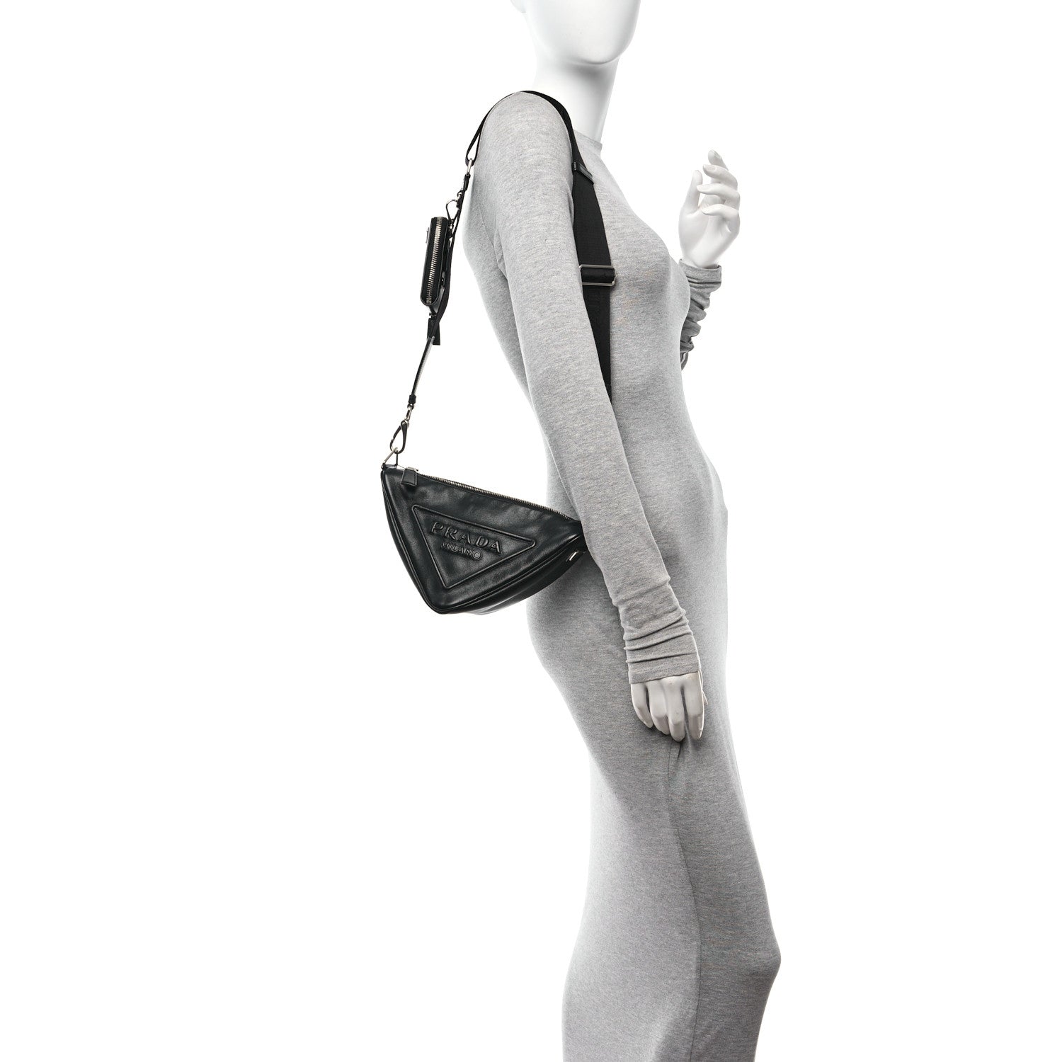 Prada Grace Lux Triangle Shoulder Bag Black 2 of 10