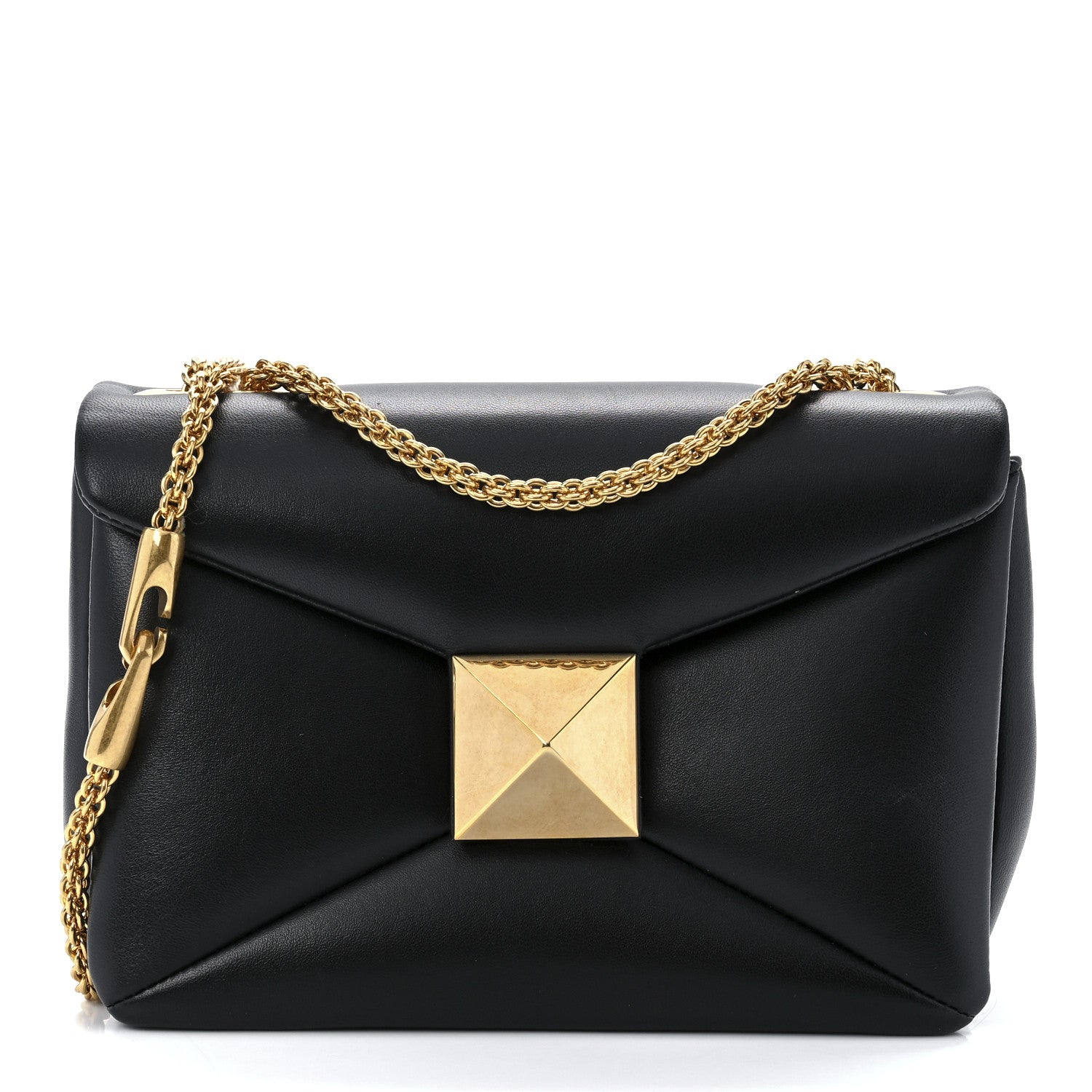 Valentino Garavani Nappa One Stud Chain Clutch Black 1 of 12