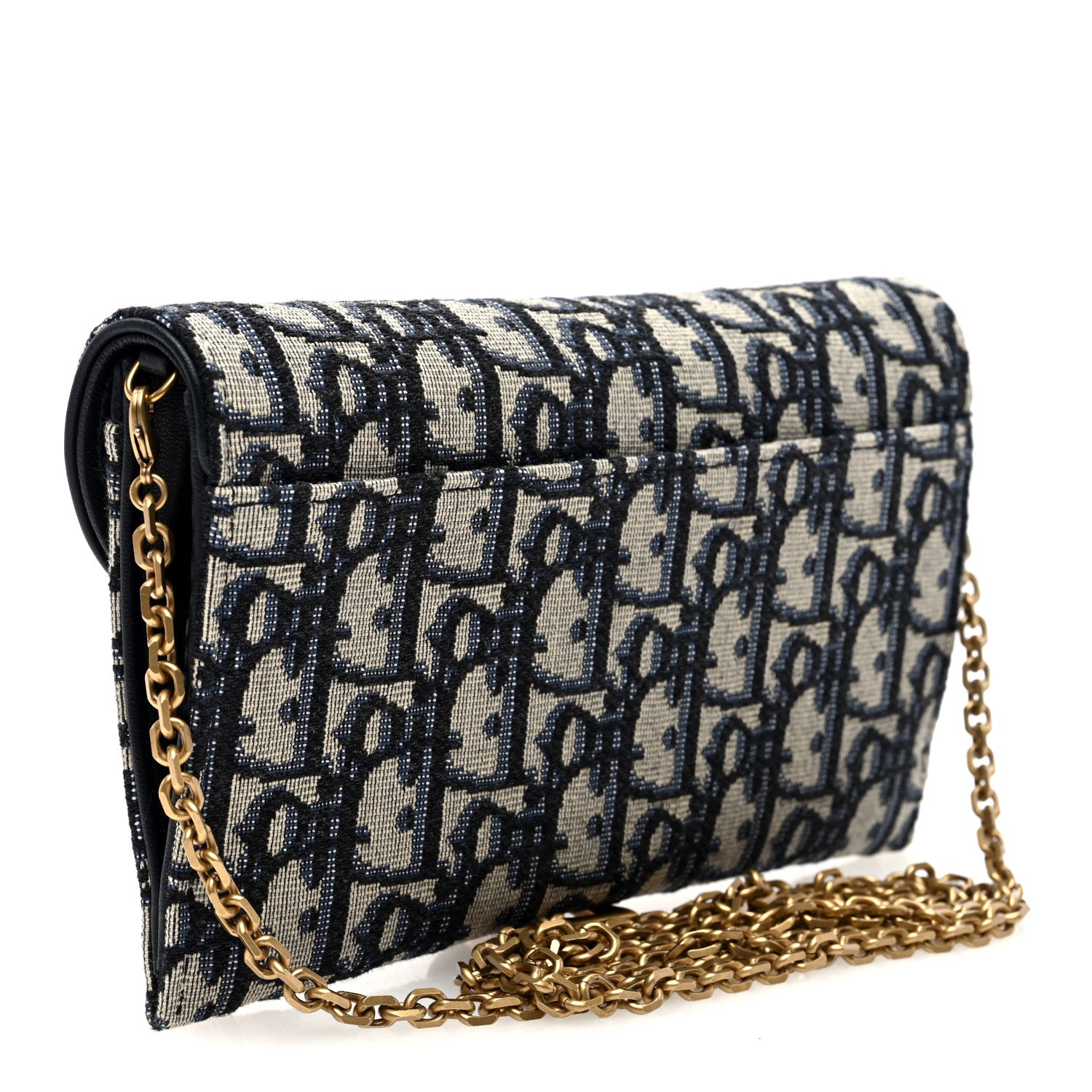 Christian Dior Oblique Saddle Chain Long Wallet Blue 4 of 11