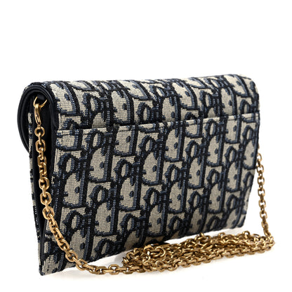 Christian Dior Oblique Saddle Chain Long Wallet Blue 4 of 11