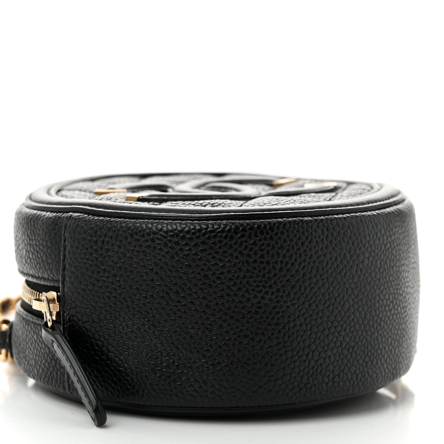 Caviar Quilted Round Filigree Crossbody Black