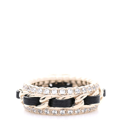 Chanel Metal Crystal Lambskin CC Ring 50 Gold Black 4 of 9