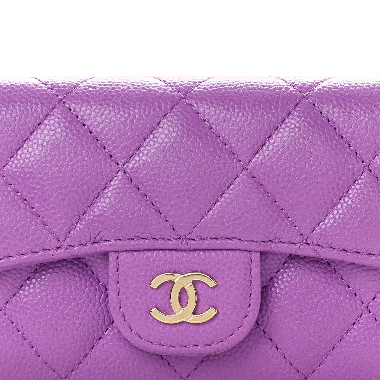 Chanel Caviar Quilted Flap Card Holder Wallet Purple 8 of 8