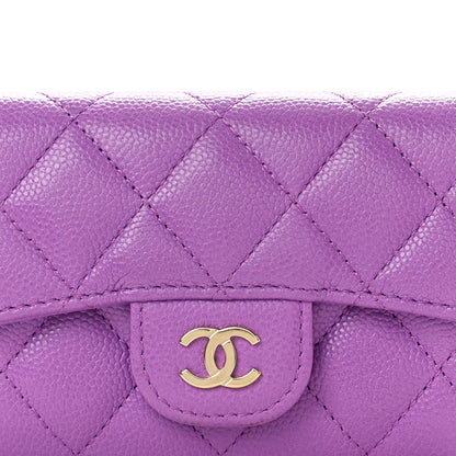 Chanel Caviar Quilted Flap Card Holder Wallet Purple 8 of 8