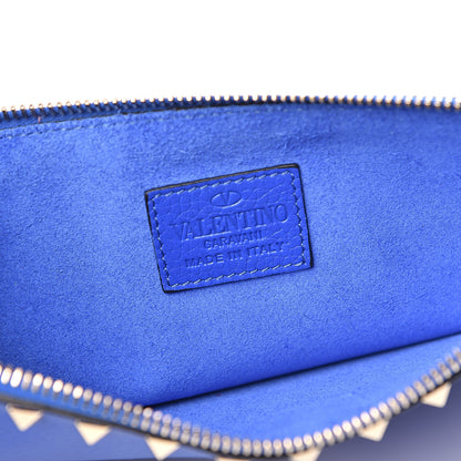 Valentino Garavani Pebbled Calfskin Large Rockstud Zip Pouch Acid Blue 6 of 7