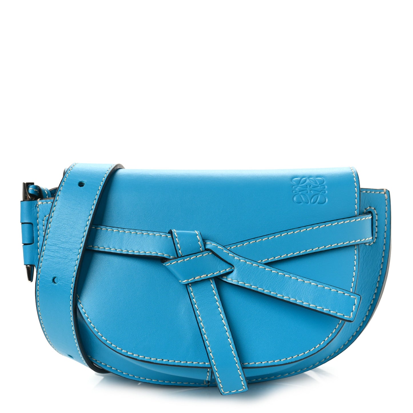 Grained Calfskin Mini Gate Crossbody Bag Peacock Blue