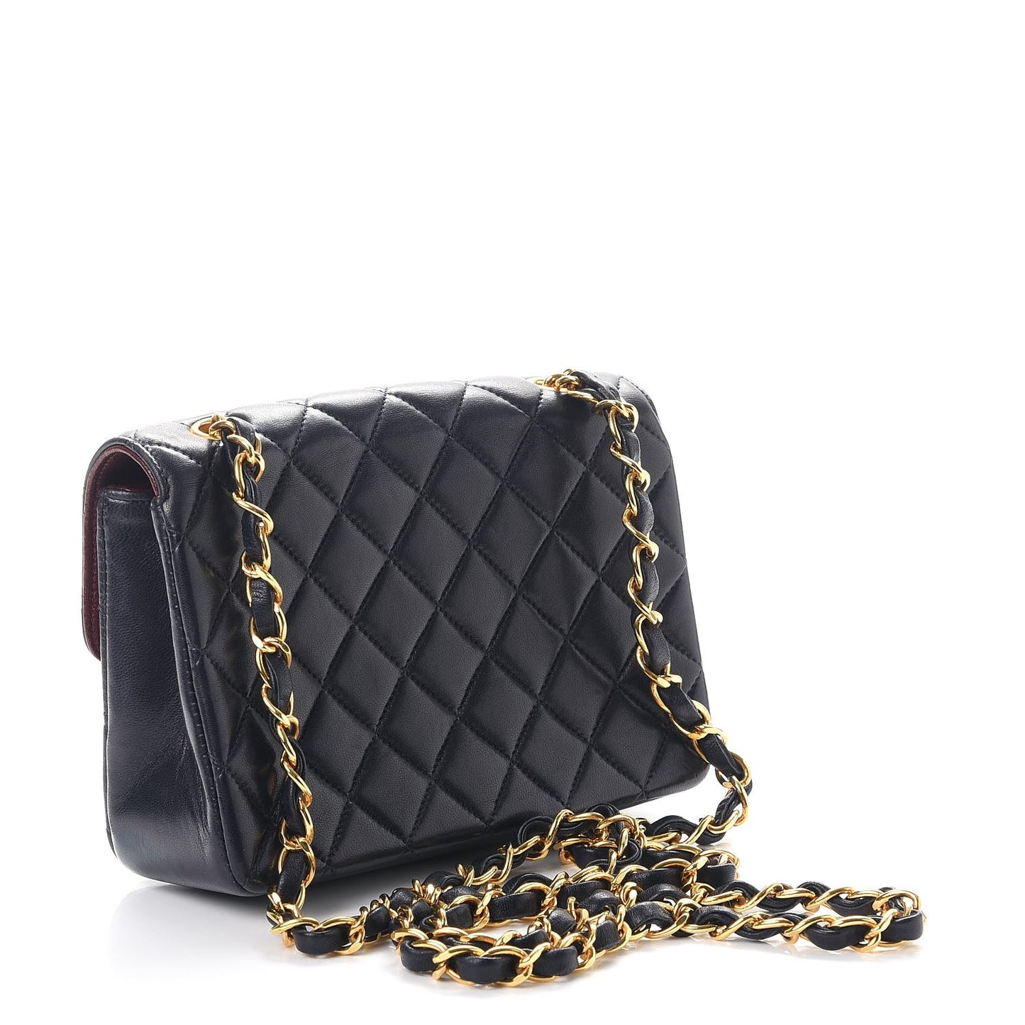 Lambskin Quilted Mini Rectangular Flap Navy