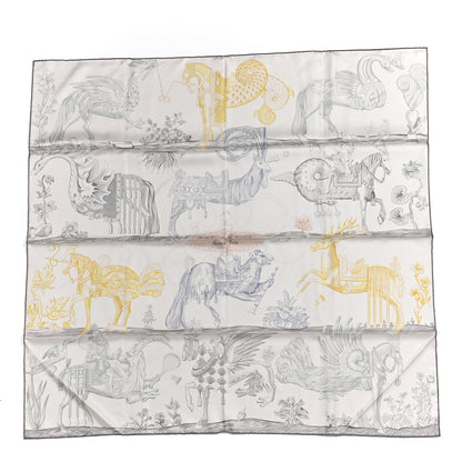 Hermes Silk Della Cavalleria Favolosa Double Face Scarf 90 Gris Argent Jaune 1 of 4