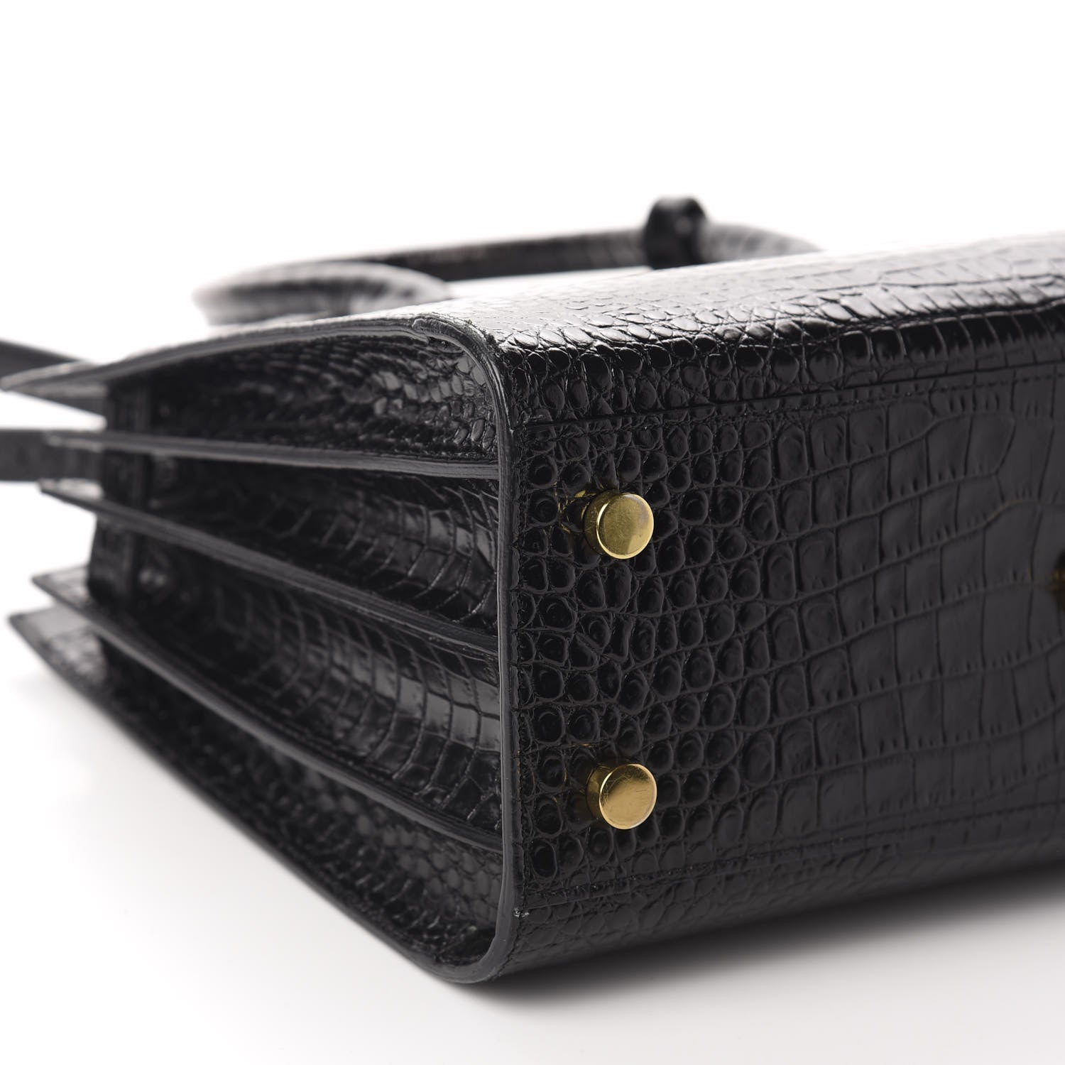Saint Laurent Calfskin Crocodile Embossed Baby Sac De Jour Black 6 of 9