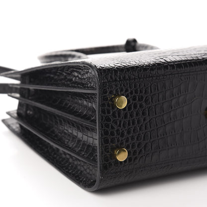 Saint Laurent Calfskin Crocodile Embossed Baby Sac De Jour Black 6 of 9
