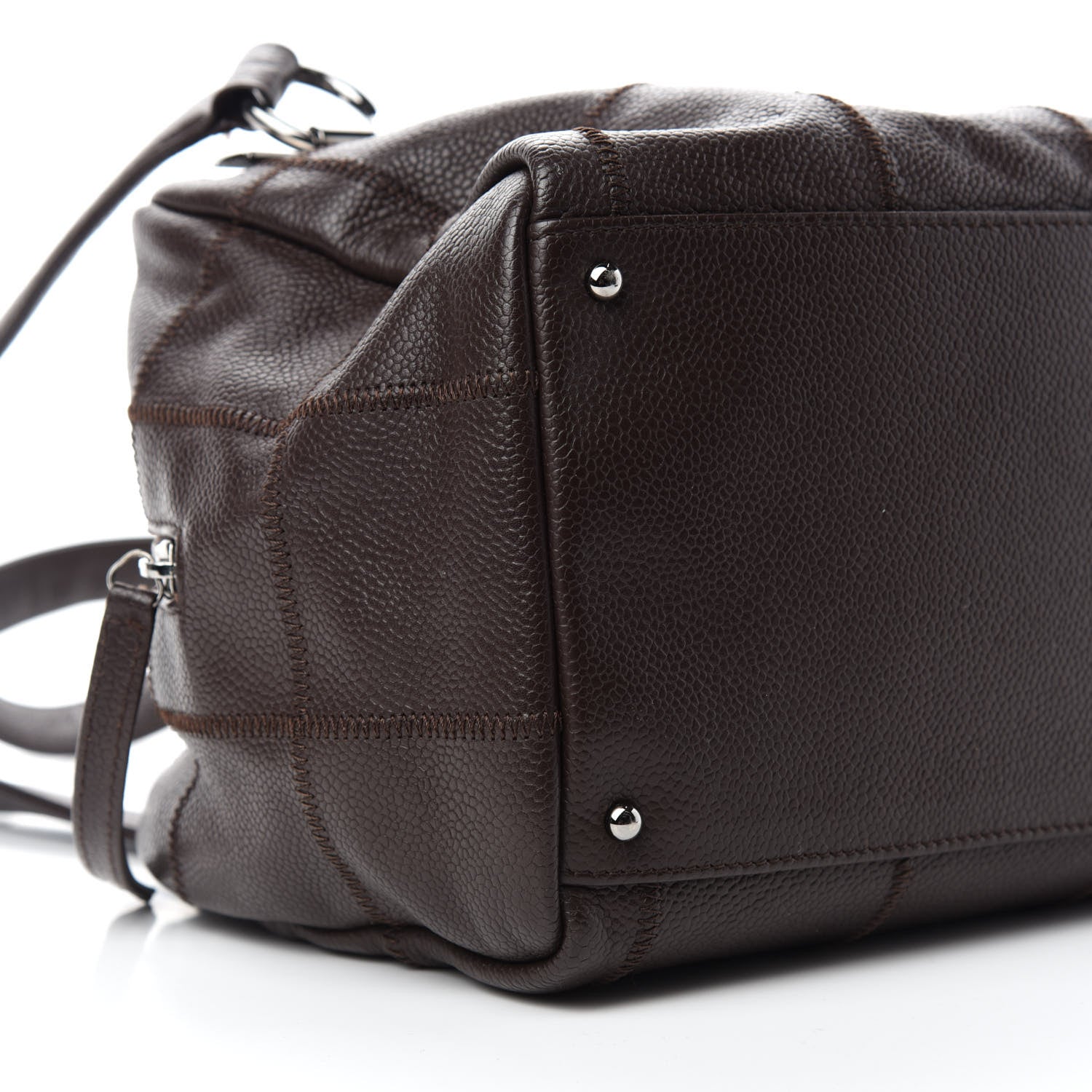 Chanel Caviar Square Stitched Bowler Dark Brown 9 of 11