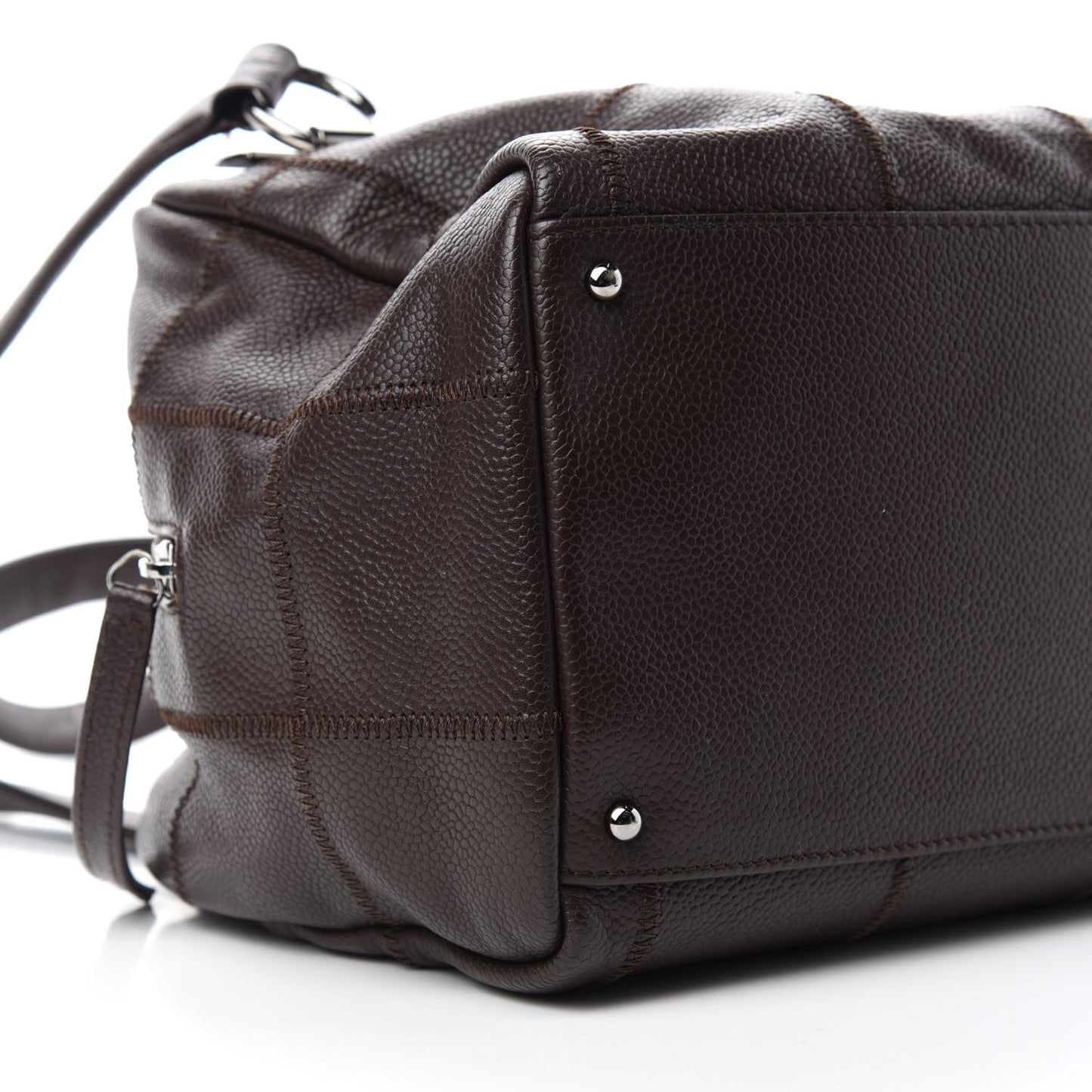 Caviar Square Stitched Bowler Dark Brown