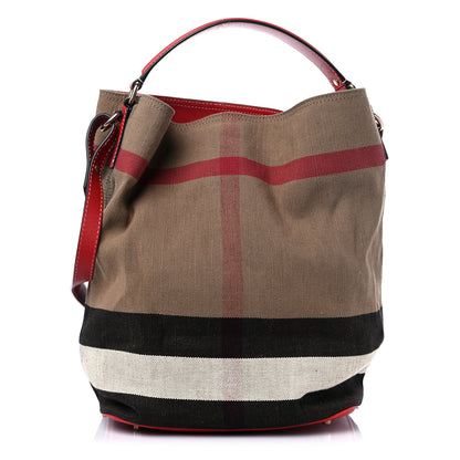 Burberry Canvas Mega Check Medium Ashby Hobo Cadmium Red 1 of 14