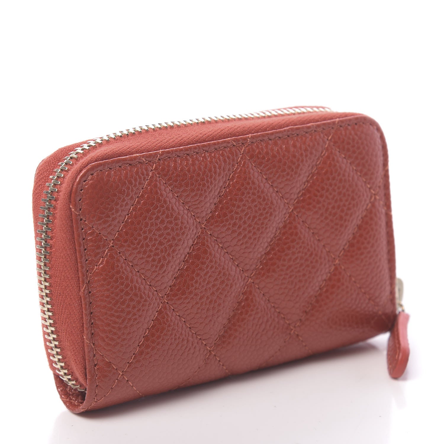 Chanel Pearly Caviar Quilted Zip Coin Purse Orange 3 of 8