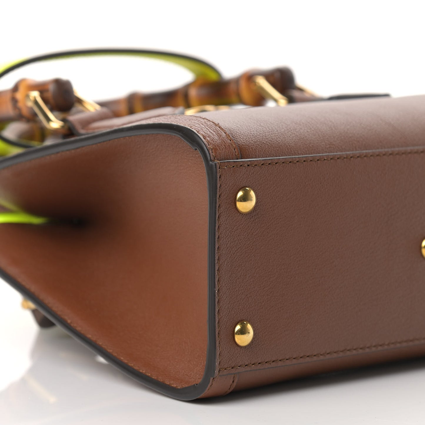 Wonka Grain Calfskin Mini Diana Tote Bag Cuir Yellow Fluo