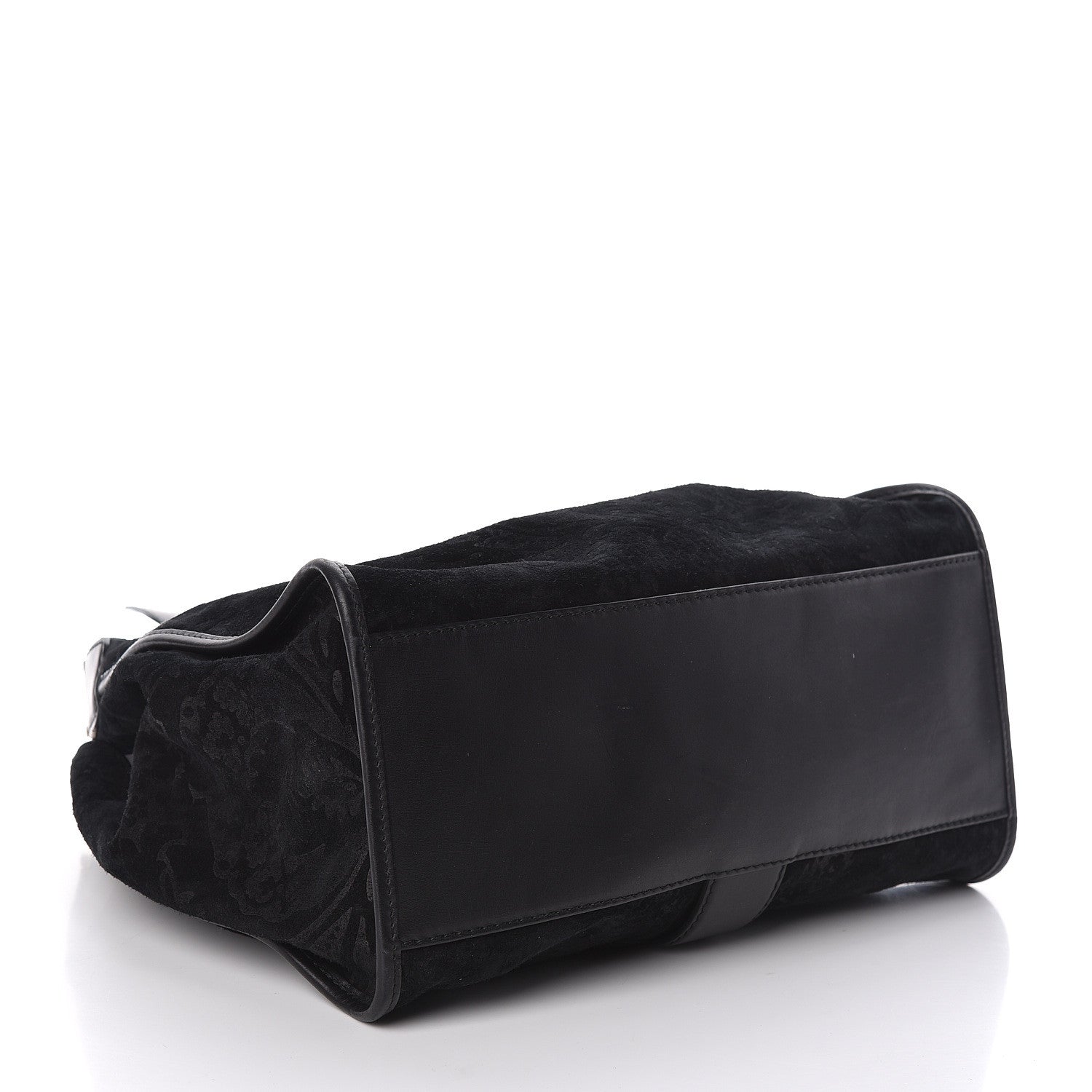 Gucci Nubuck Brocade Medium Soft Stirrup Shoulder Bag Black 4 of 10