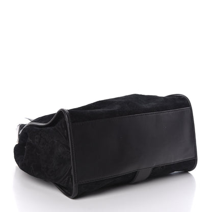 Gucci Nubuck Brocade Medium Soft Stirrup Shoulder Bag Black 4 of 10