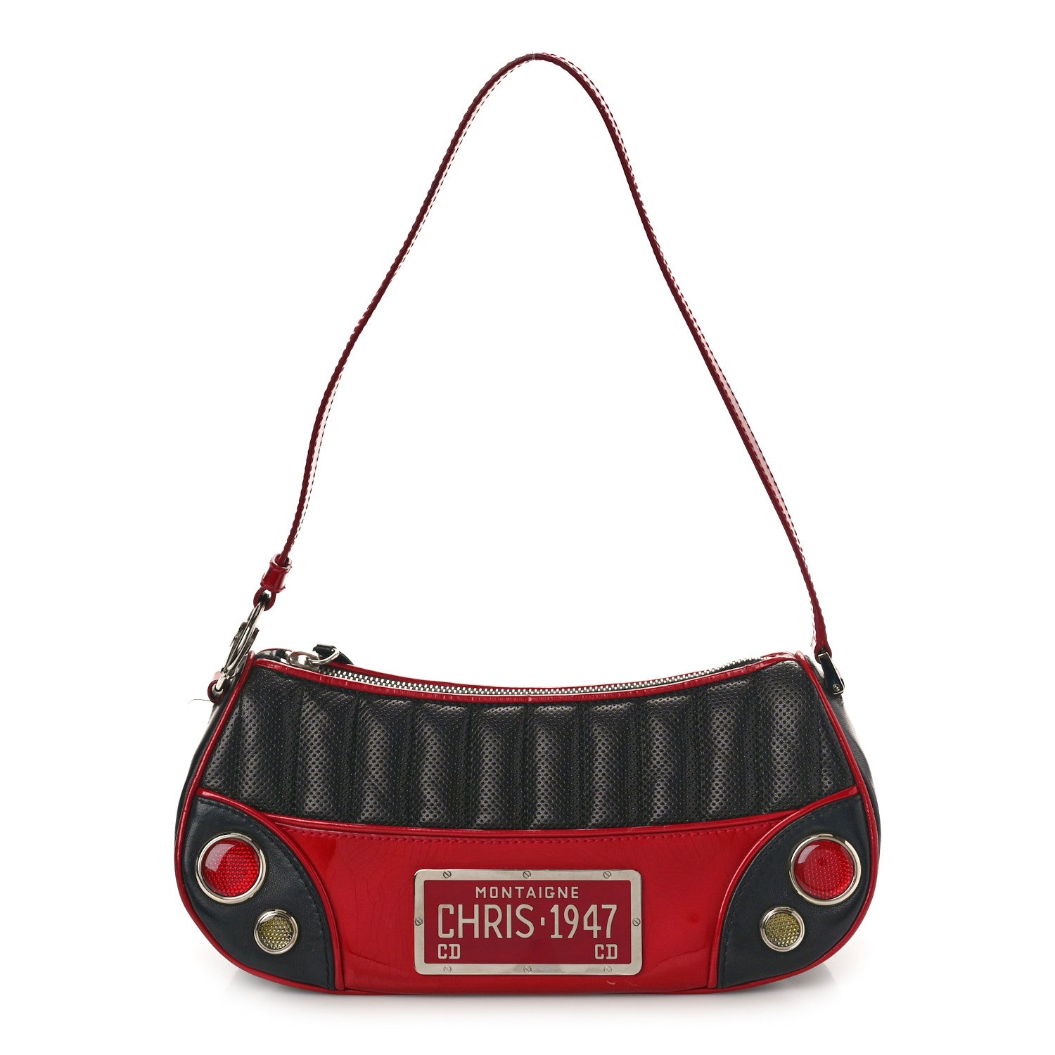 Christian Dior Calfskin Patent Trailer Trash Cadillac Shoulder Bag Black Red 1 of 12