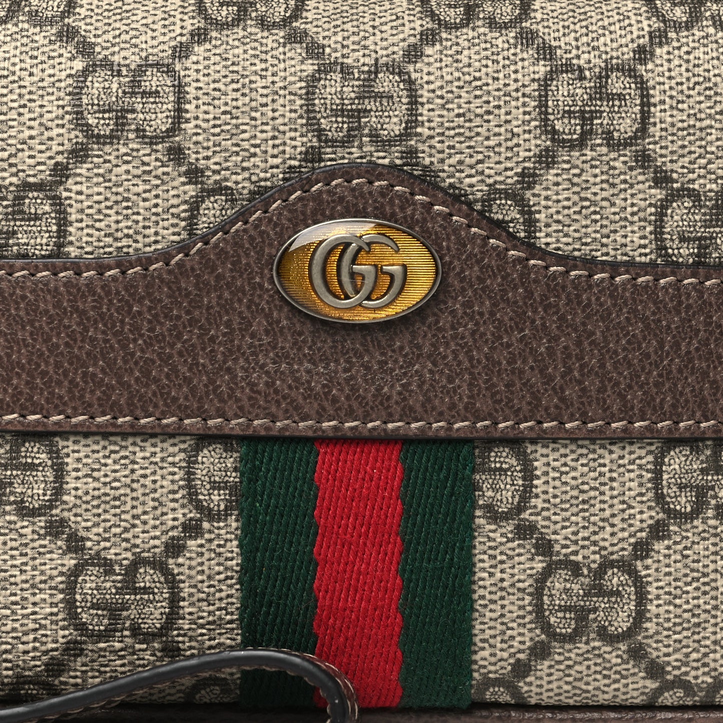 GG Supreme Monogram Ophidia Phone Case Wristlet Brown