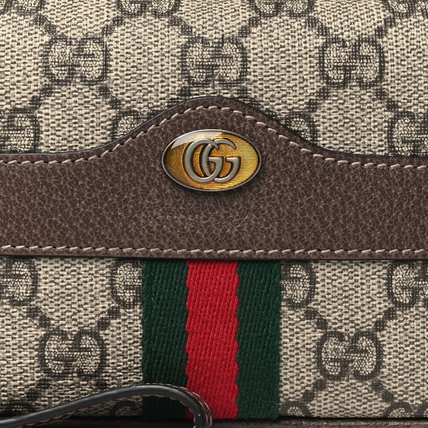 Gucci GG Supreme Monogram Ophidia Phone Case Wristlet Brown 7 of 8