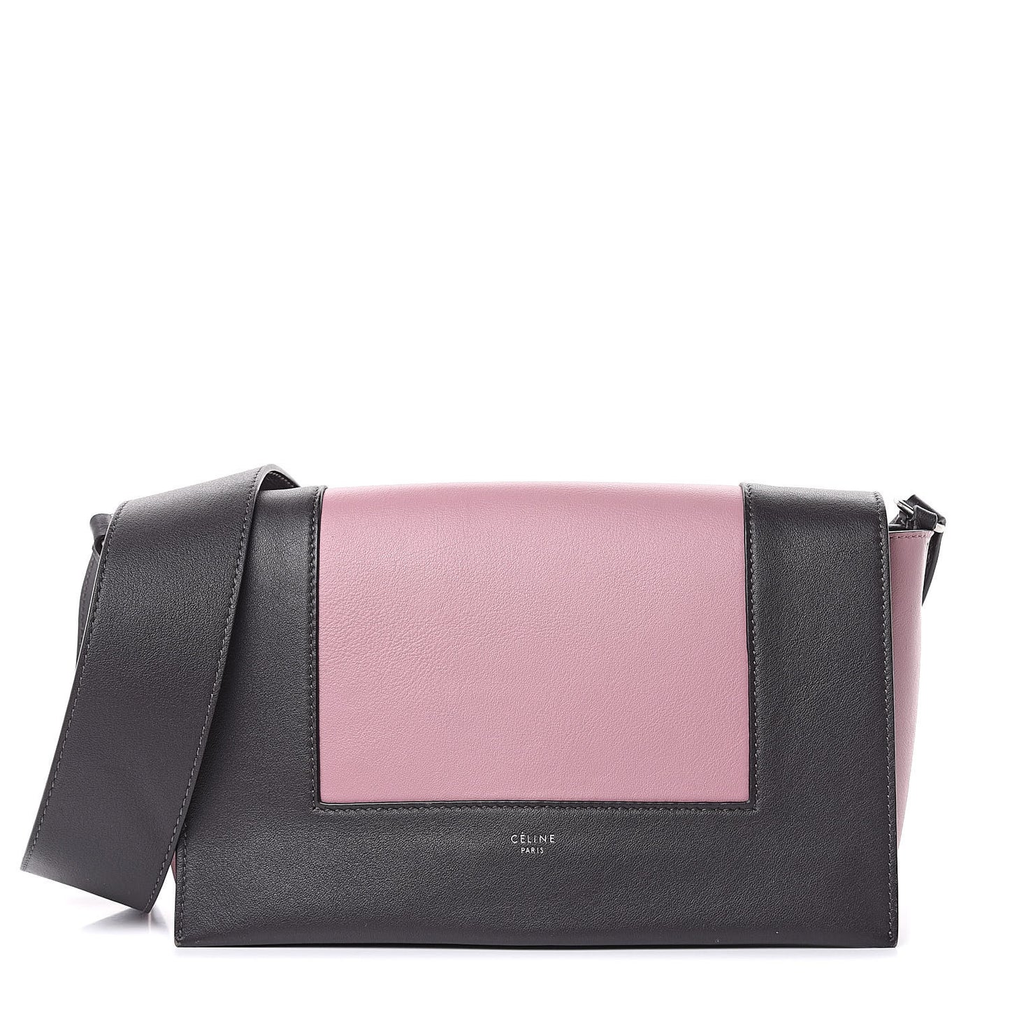 Shiny Smooth Calfskin Medium Frame Shoulder Bag Liquorice Antique Rose