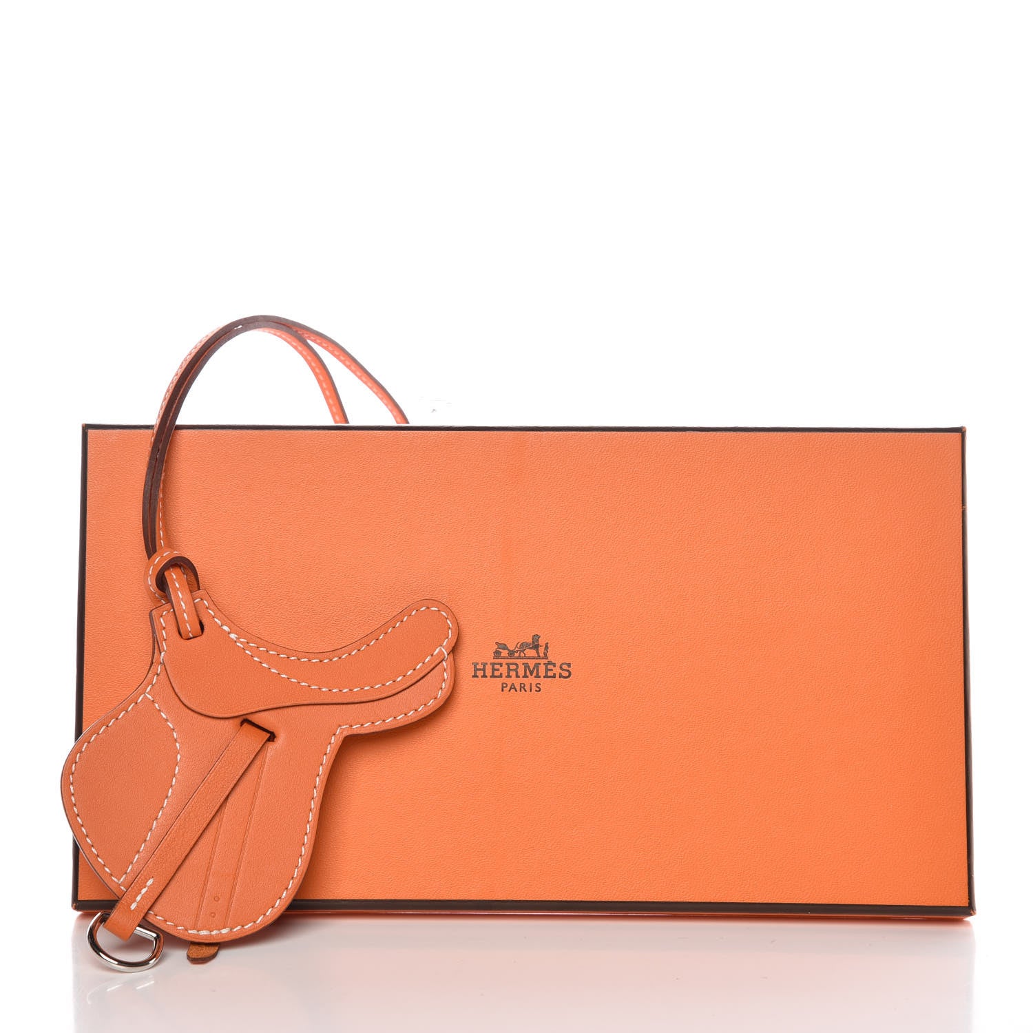 Hermes Swift Paddock Selle Horse Saddle Bag Charm Orange 4 of 4