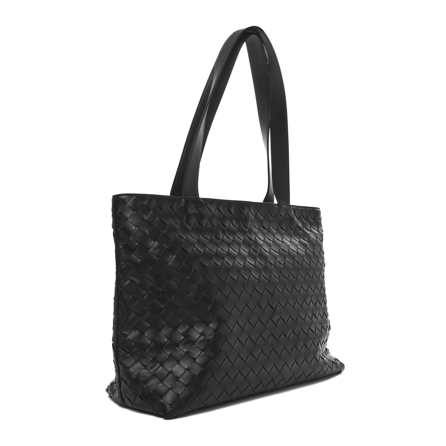 Calfskin Intrecciato Zipped Tote Black