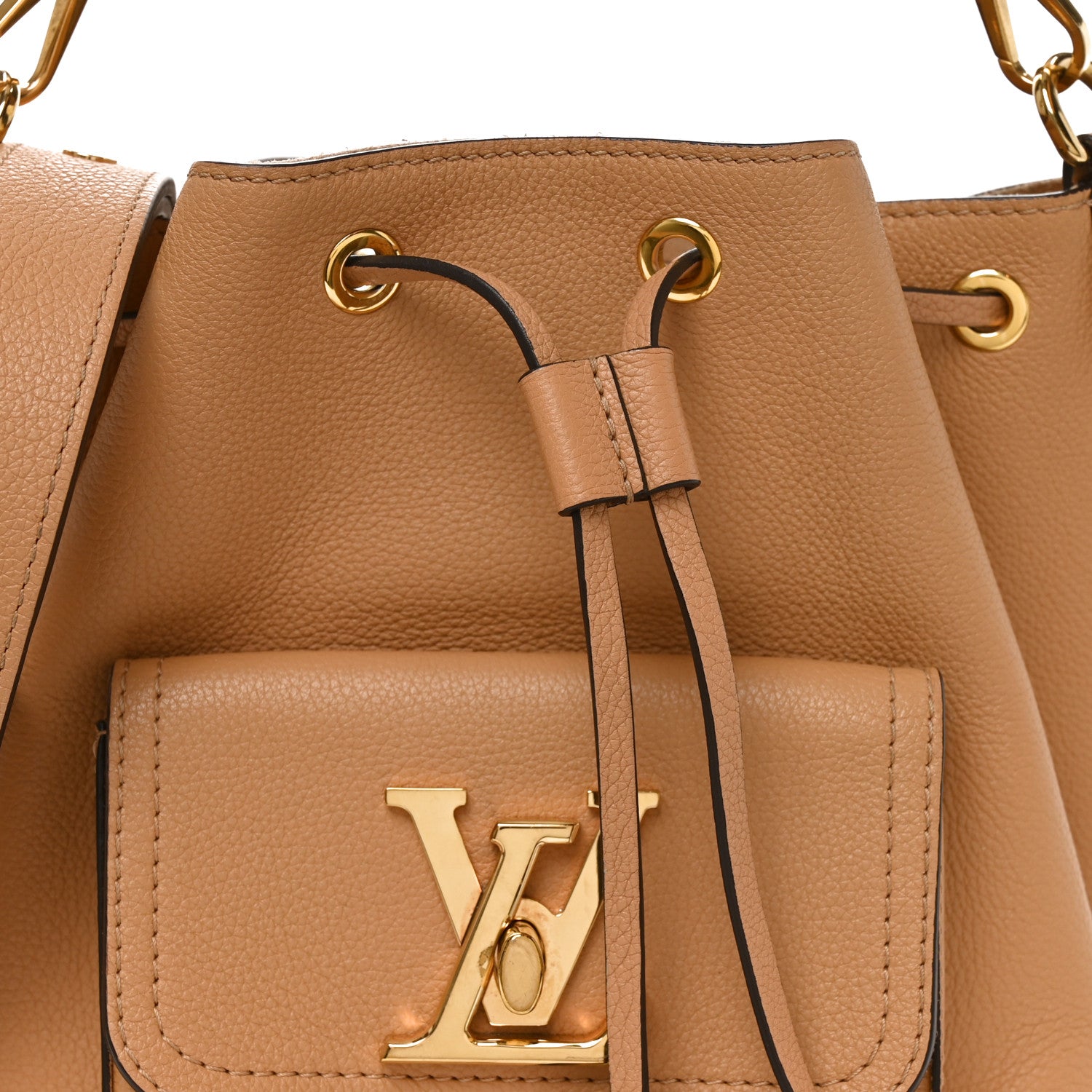 Louis Vuitton Calfskin Lockme Bucket MM Arizona Beige 7 of 9