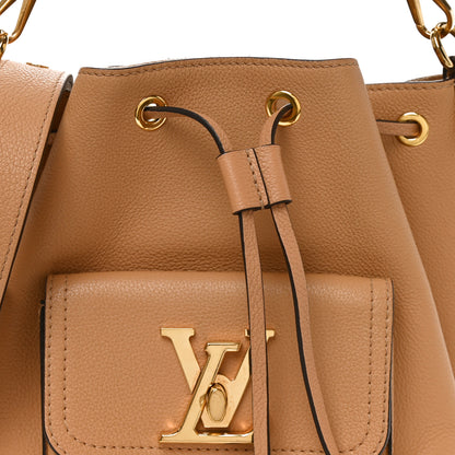 Louis Vuitton Calfskin Lockme Bucket MM Arizona Beige 7 of 9