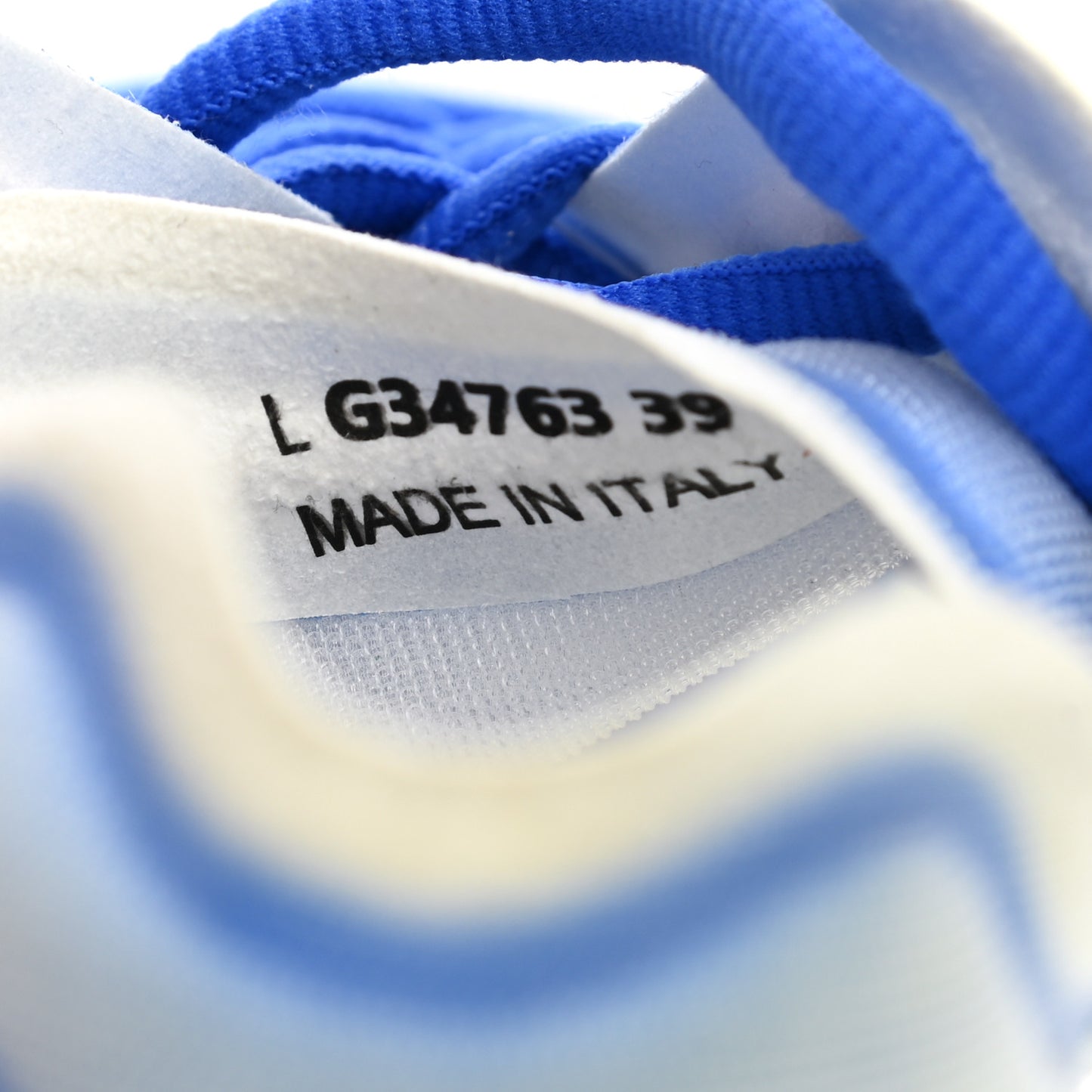 Calfskin Mesh Lyrca Womens Logo Sneakers 39 White Blue