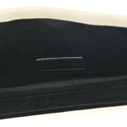 Saint Laurent Grain De Poudre Matelasse Chevron Monogram Envelope Clutch Blanc Vintage 5 of 9