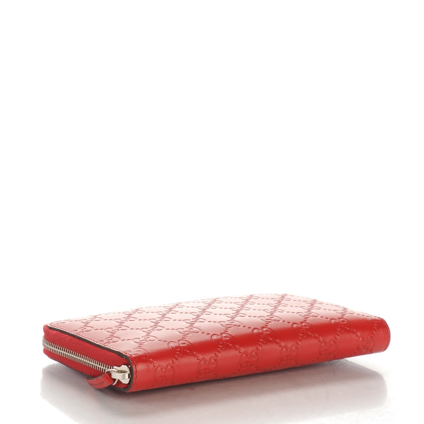 Guccissima Signature Zip Around Organizer Wallet Hibiscus Red