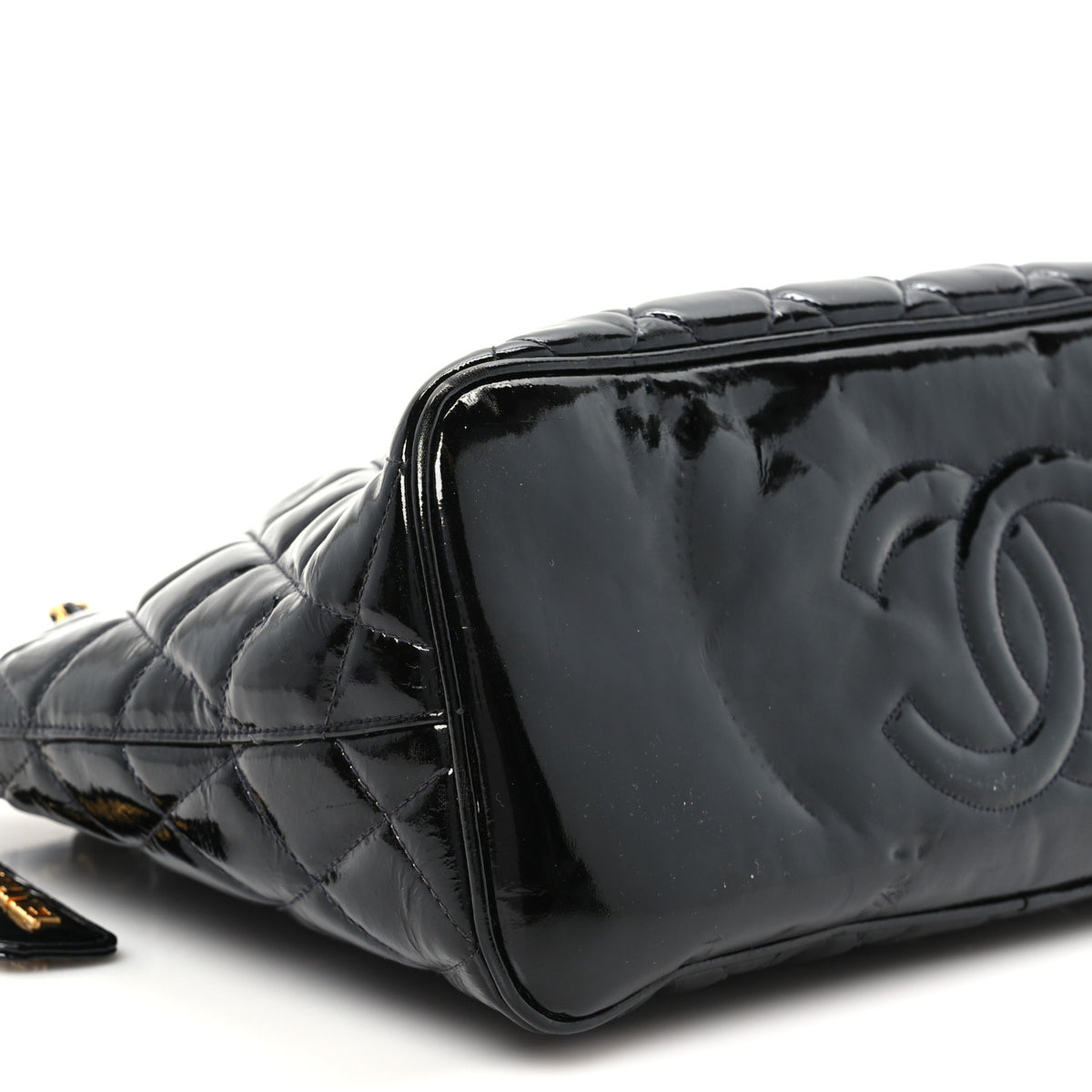 Patent Quilted CC Shoulder Bag Black