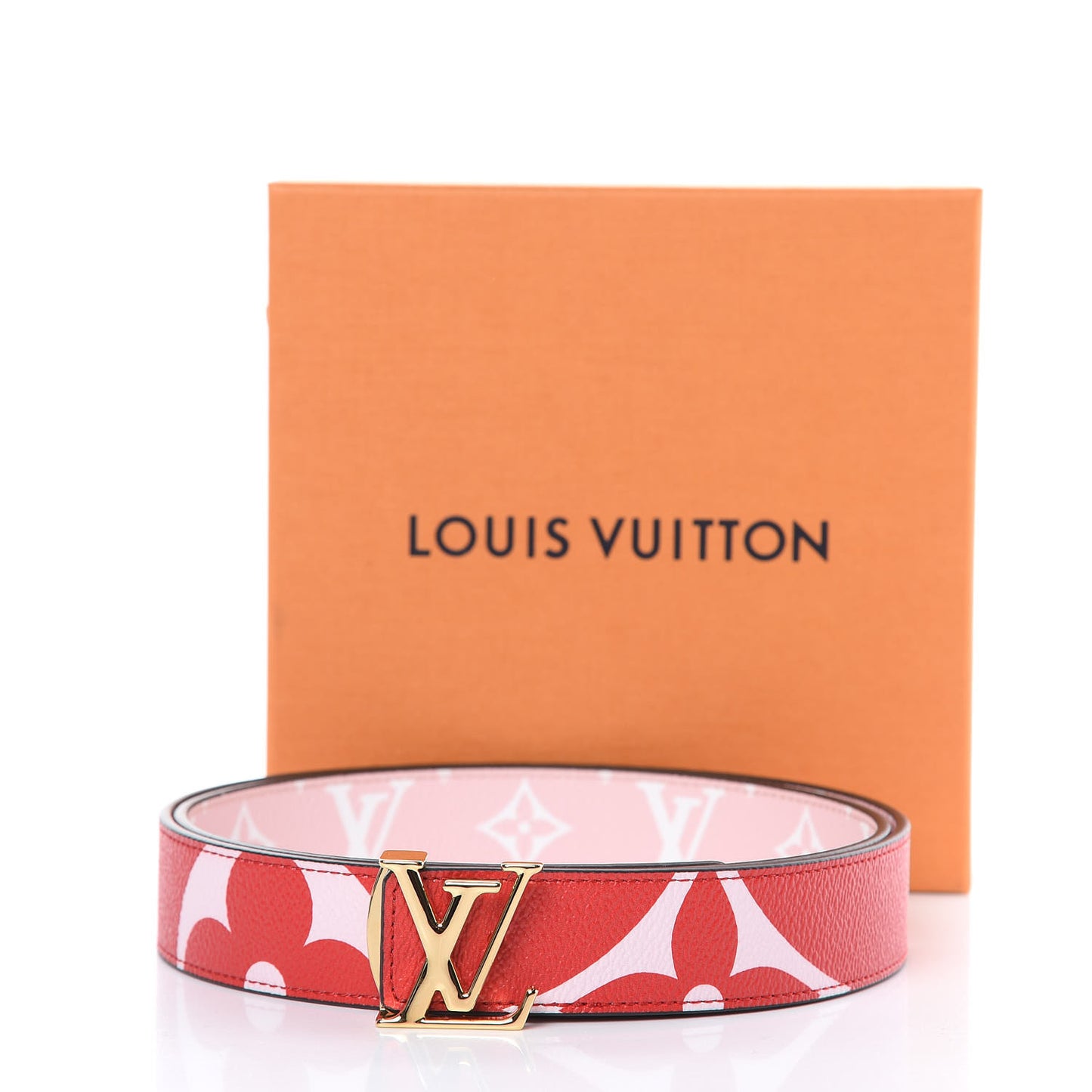 Monogram Giant 30mm LV Initiales Reversible Belt 90 36 Rouge