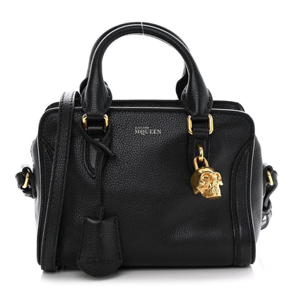 Alexander McQueen Pebbled Calfskin Mini Skull Padlock Zip Around Tote Black 1 of 15
