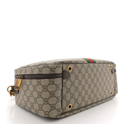 Gucci GG Supreme Monogram Textured Dollar Web Savoy Travel Shoe Bag Beige Ebony New Acero 4 of 10